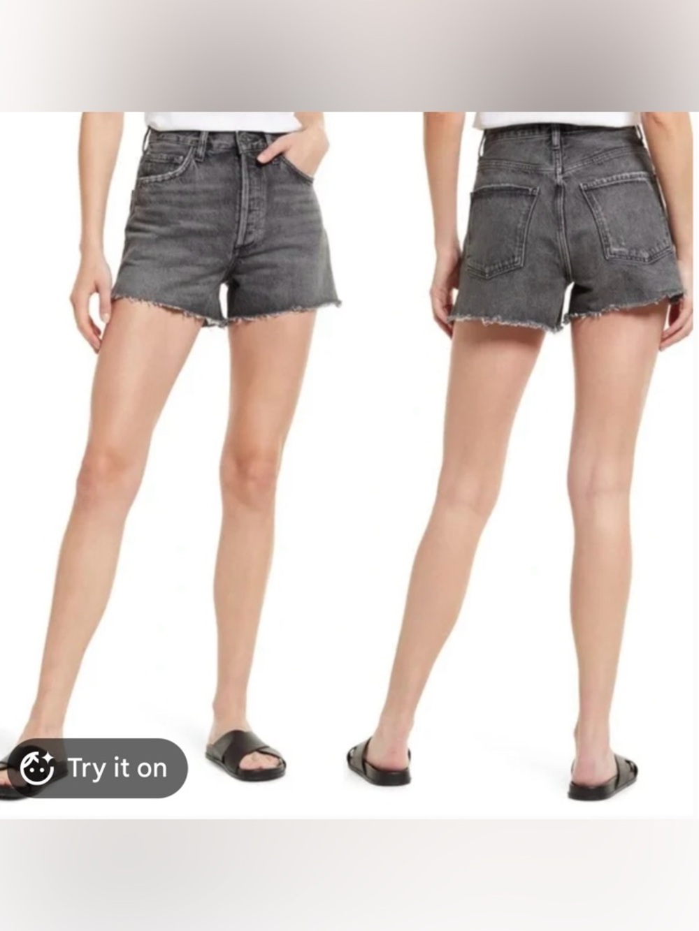 Agolde Women's Cut Off High Washed Black Denim Shorts Size 24 NWOT